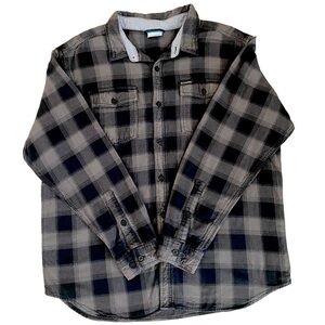Columbia Black and Gray Thick Long Sleeve Button Down Flannel Men’s XL